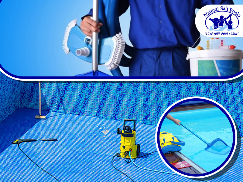 worker-with-strainers-brushes-pressure-washer-and-chemicals-for-pool-cleaning