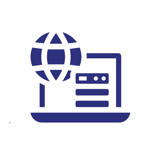 Blue hosting and maintenance icon